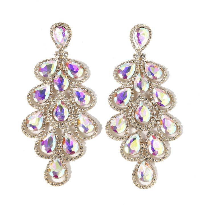Boucles D'Oreilles Longues et Luxueuses à Strass Exagérés et Élégantes