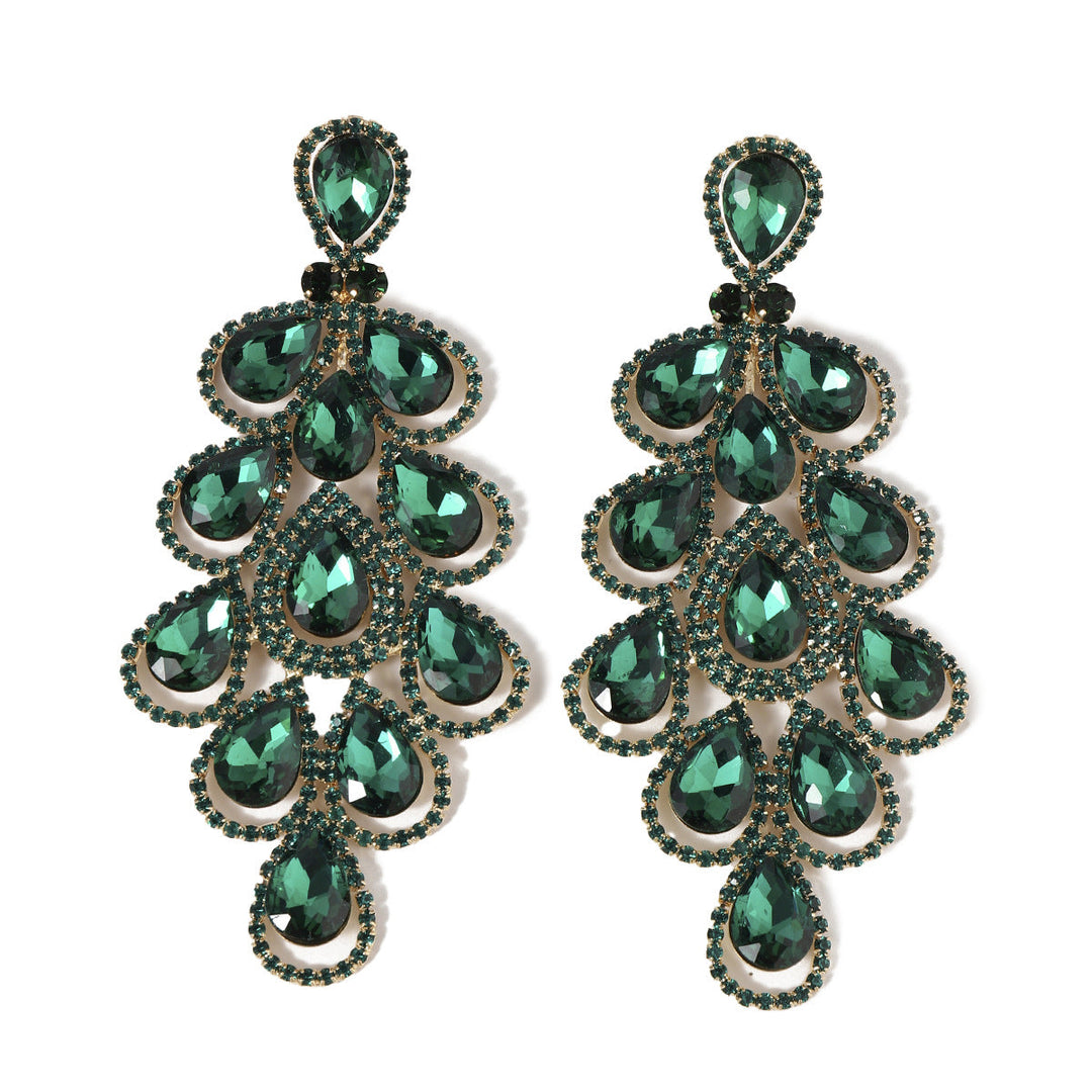 Boucles D'Oreilles Longues et Luxueuses à Strass Exagérés et Élégantes