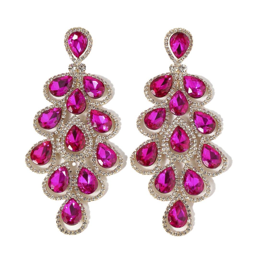 Boucles D'Oreilles Longues et Luxueuses à Strass Exagérés et Élégantes