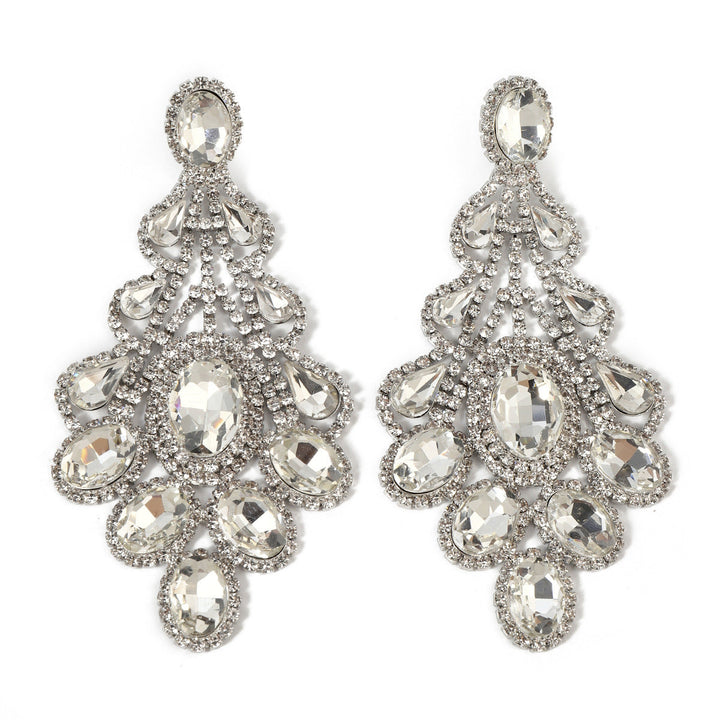 Boucles D'Oreilles Pendantes de Luxe en Strass Vert Émeraude Rétro en Forme D'Ellipse