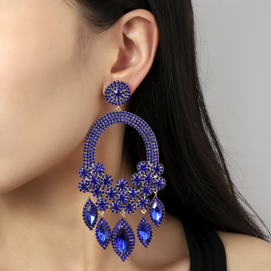 Boucles D'Oreilles Pendantes de Luxe en Forme de Fleur Exagérée et Élégante