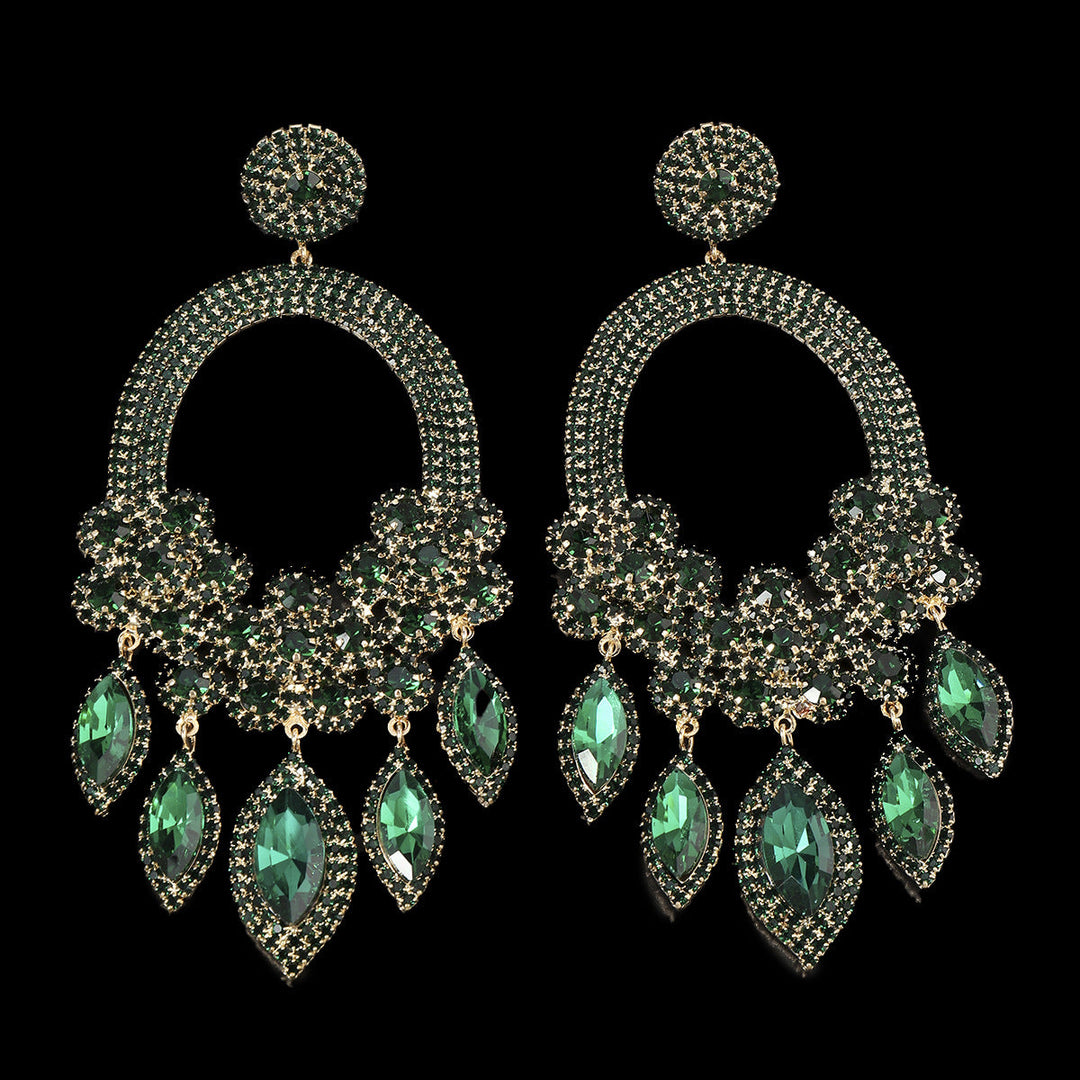 Boucles D'Oreilles Pendantes de Luxe en Forme de Fleur Exagérée et Élégante