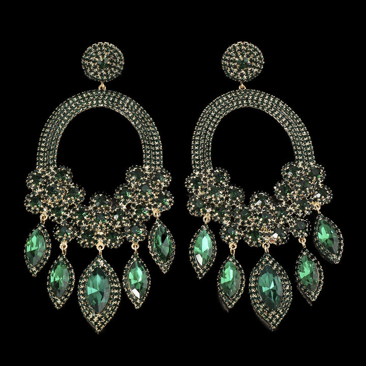 Boucles D'Oreilles Pendantes de Luxe en Forme de Fleur Exagérée et Élégante