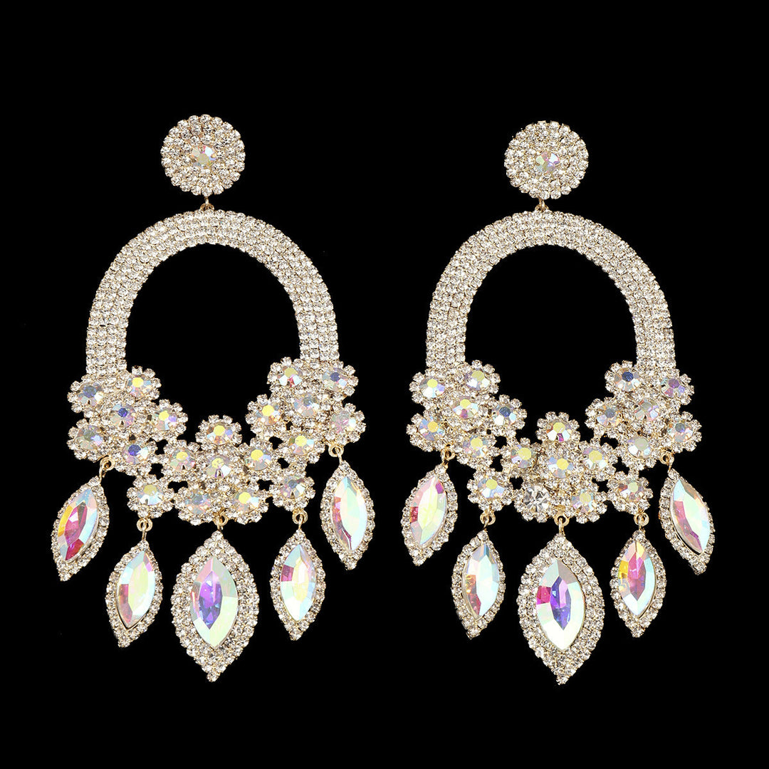 Boucles D'Oreilles Pendantes de Luxe en Forme de Fleur Exagérée et Élégante