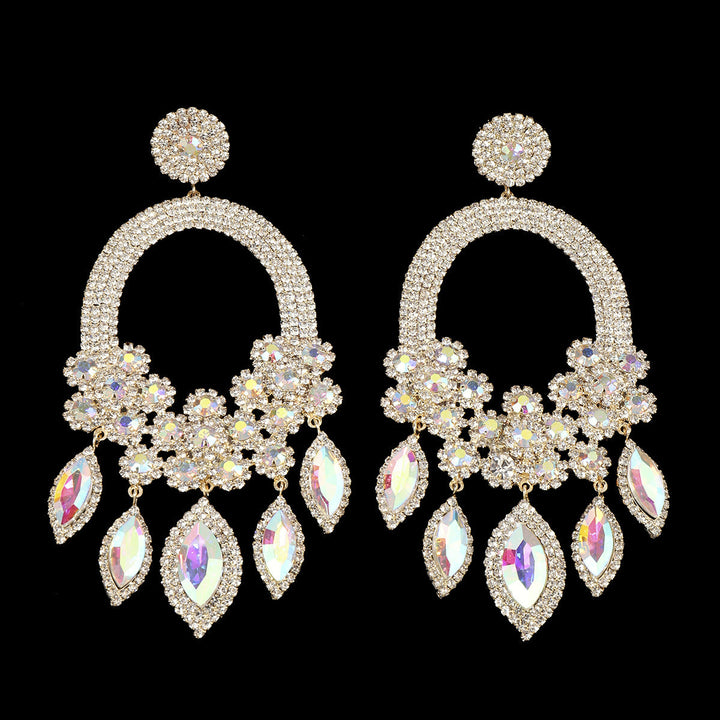 Boucles D'Oreilles Pendantes de Luxe en Forme de Fleur Exagérée et Élégante