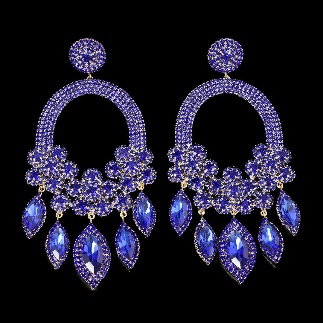 Boucles D'Oreilles Pendantes de Luxe en Forme de Fleur Exagérée et Élégante