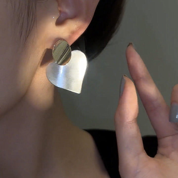 Boucles D'Oreilles Vintage Haut de Gamme en Forme de Cœur avec Blocs de Couleurs