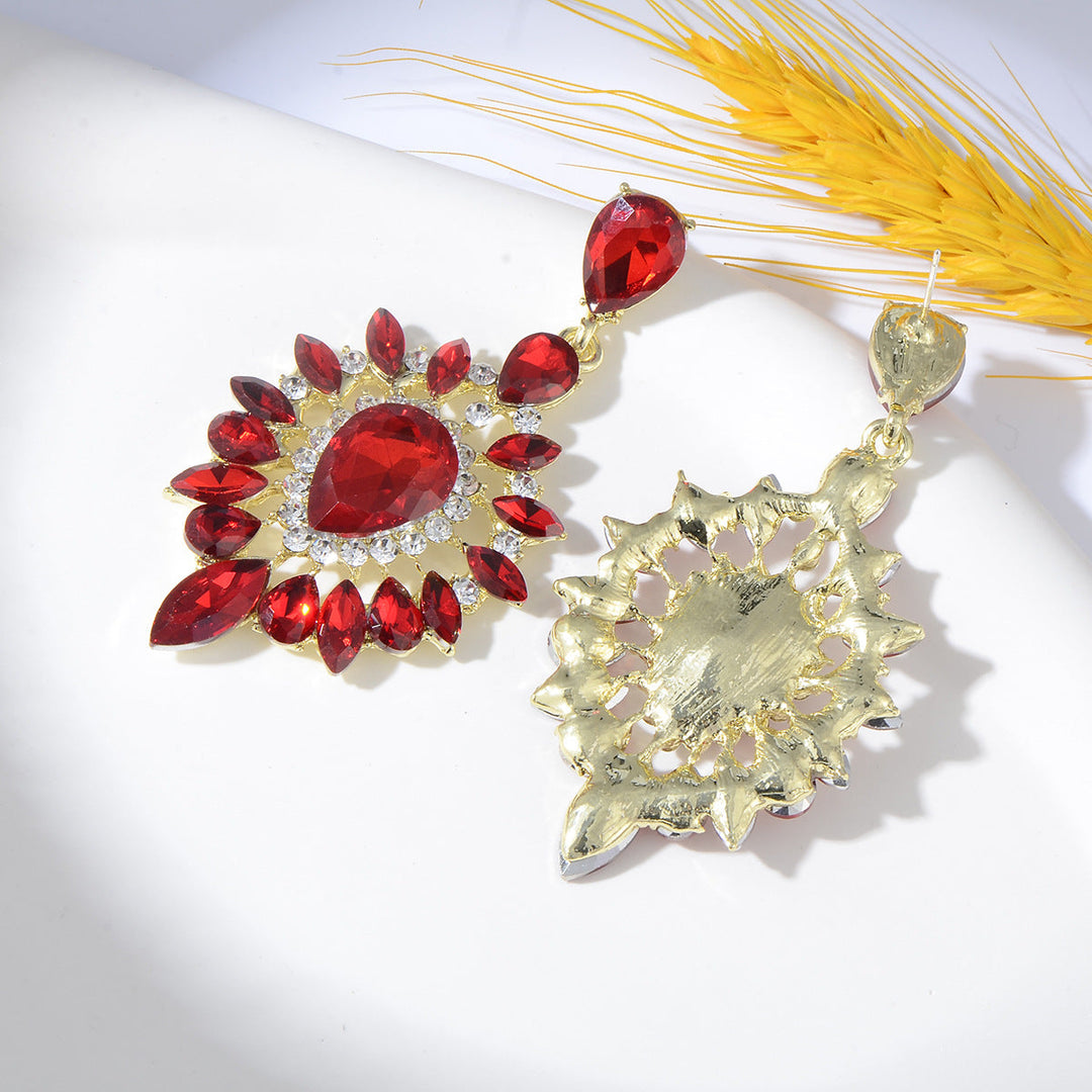 Boucles D'Oreilles Pendantes Haut de Gamme en Strass Vert Ovale Noble