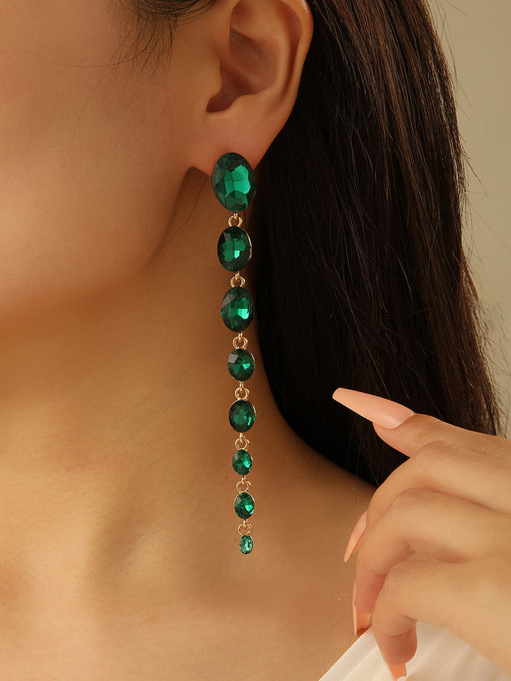 Boucles D'Oreilles Tendance Exagérées en Alliage et Strass