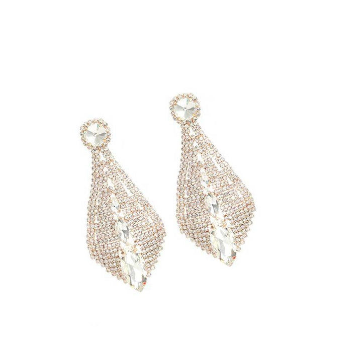 Boucles D'Oreilles Pendantes à Pampilles en Strass et Diamants de Luxe à la Mode