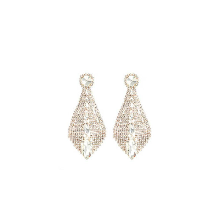 Boucles D'Oreilles Pendantes à Pampilles en Strass et Diamants de Luxe à la Mode
