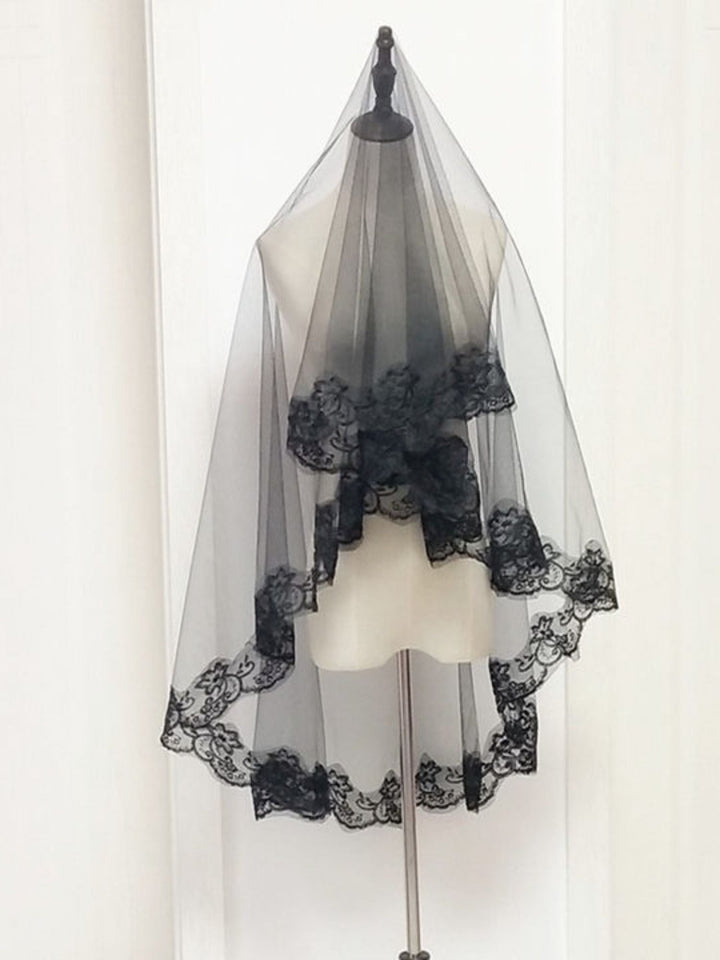 Coiffe en Voile de Dentelle Noire Gothique Punk pour Halloween