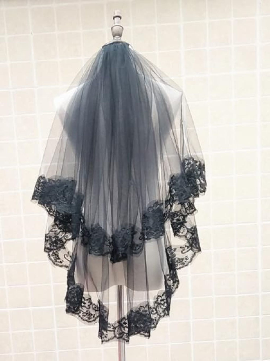 Coiffe en Voile de Dentelle Noire Gothique Punk pour Halloween