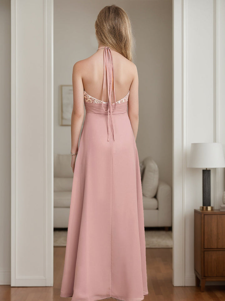 Robes de Demoiselle D'Honneur Junior Sans Manches à Licou A-Line/Princess avec Dentelle