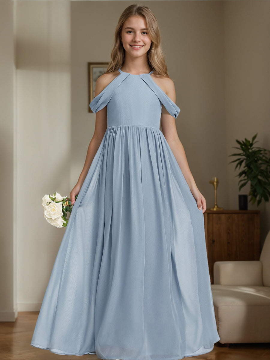 Robes de Demoiselle D'Honneur Junior A-Line/Princess à Épaules Dénudées Sans Manches avec Plis