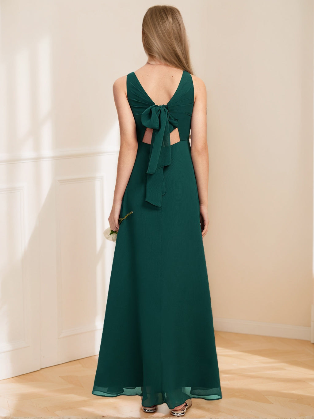 Robes de Demoiselle D'Honneur Junior A-Line/Princess Col Rond Sans Manches Longueur Cheville