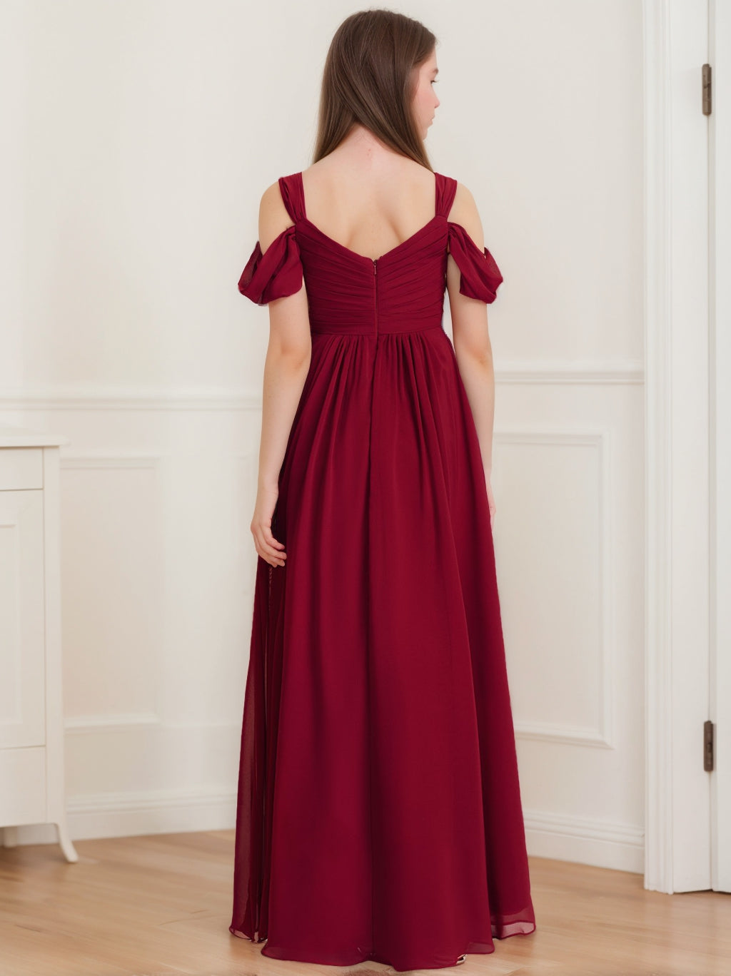 Robes de Demoiselle D'Honneur Junior A-Line/Princess à Épaules Dénudées avec Plis