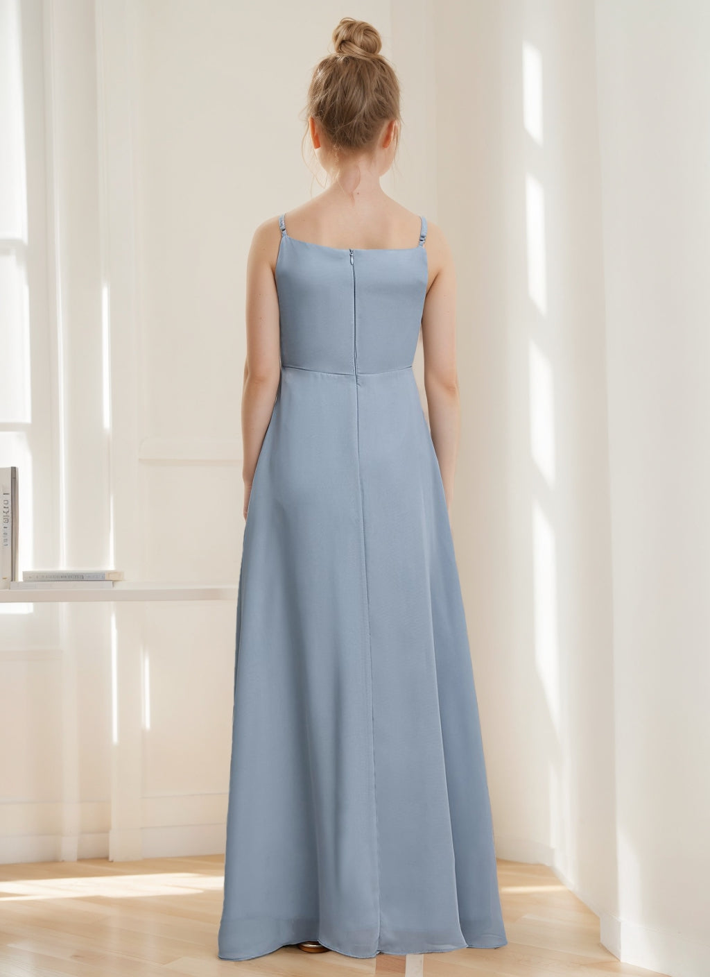 Robe de Demoiselle D'Honneur Junior à Bretelles Spaghetti A-Line/Princess avec Paillettes