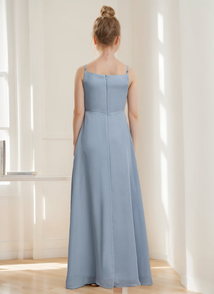 Robe de Demoiselle D'Honneur Junior à Bretelles Spaghetti A-Line/Princess avec Paillettes