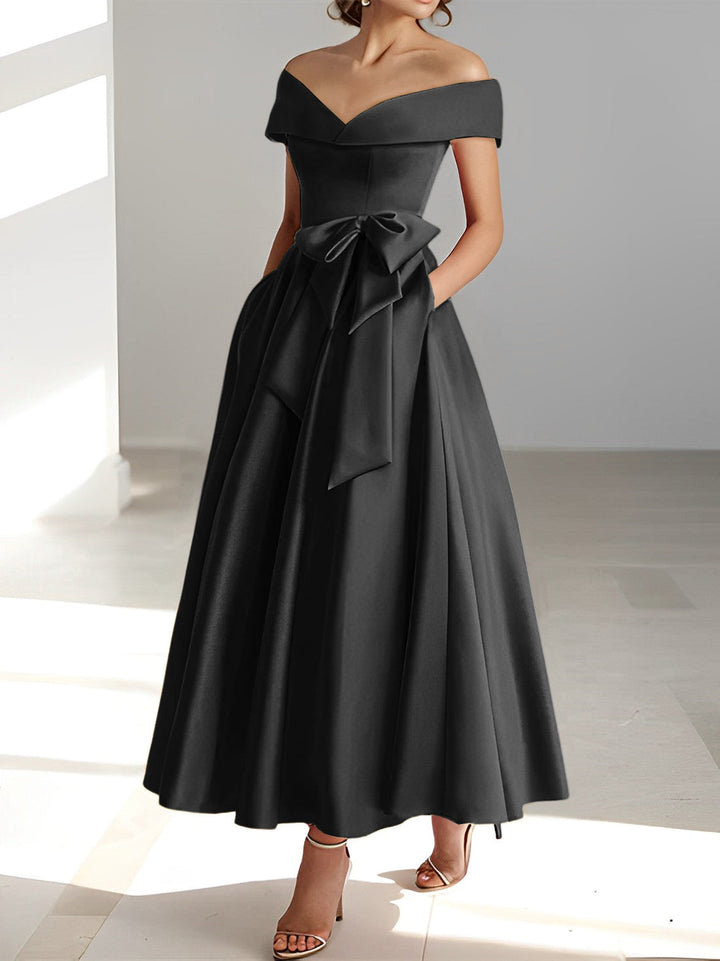 Robe de Mère de la Mariée A-Line/Princess à Épaules Dénudées Sans Manches et Longueur Cheville avec Poches