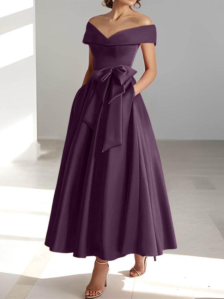 Robe de Mère de la Mariée A-Line/Princess à Épaules Dénudées Sans Manches et Longueur Cheville avec Poches