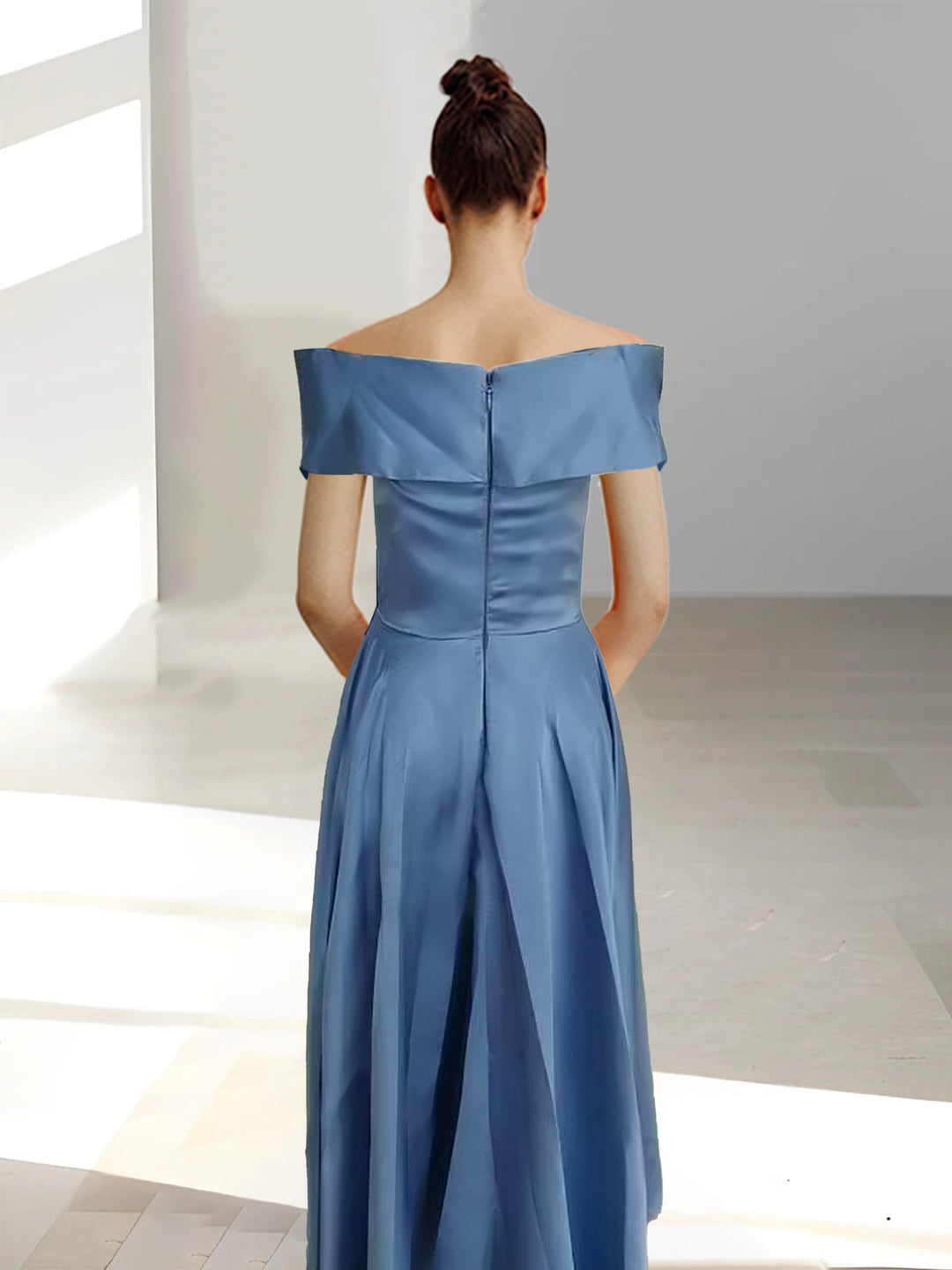 Robe de Mère de la Mariée A-Line/Princess à Épaules Dénudées Sans Manches et Longueur Cheville avec Poches