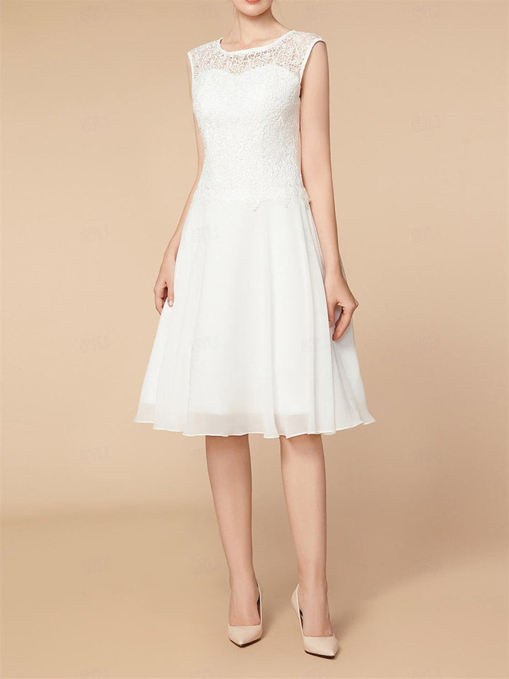 Robe de Mère de la Mariée Coupe A-Line/Princess à Manches 3/4 et Longueur Genou avec Cache-Cœur