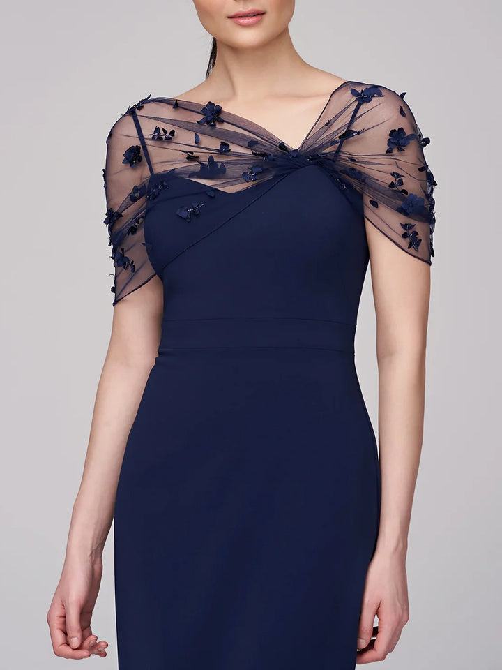 Robe de Mère de la Mariée Fourreau/Colonne à Bretelles Spaghetti Sans Manches, Longueur Au Sol, avec Traîne Watteau