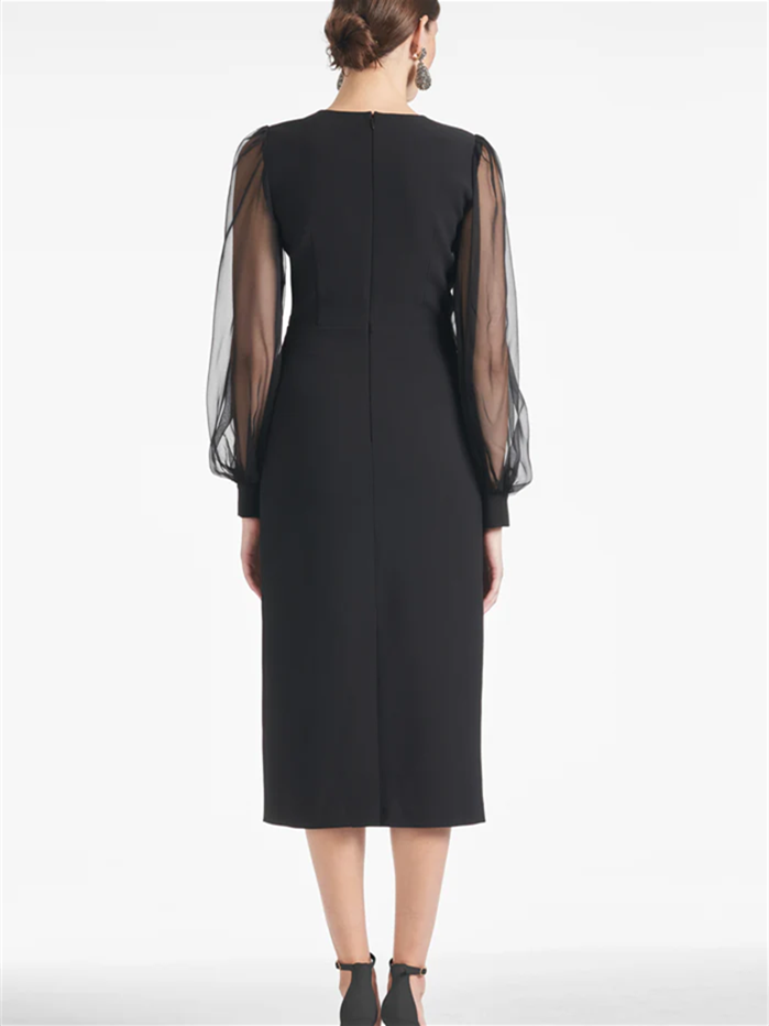 Robes de Mère de la Mariée à Col en V et à Manches Longues