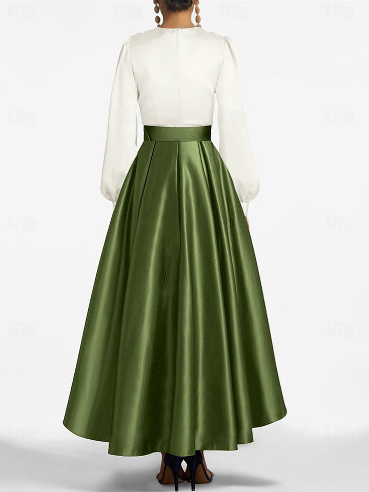 Robe de Mère de la Mariée Asymétrique à Col en V et Coupe Princesse avec Ceinture