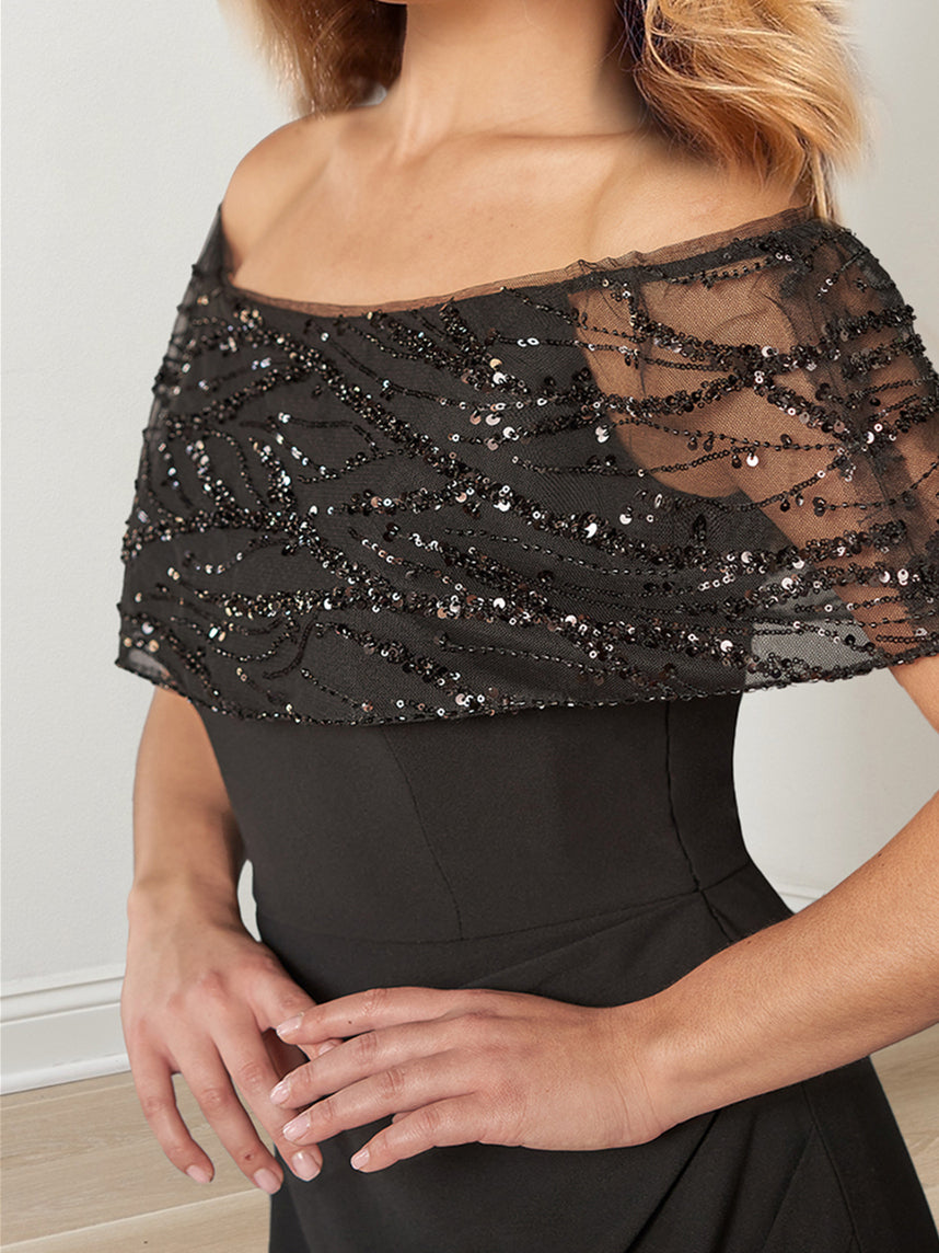 Robes de Mère de la Mariée A-Line/Princess à Décolleté en V Scintillant et Longueur Au Sol