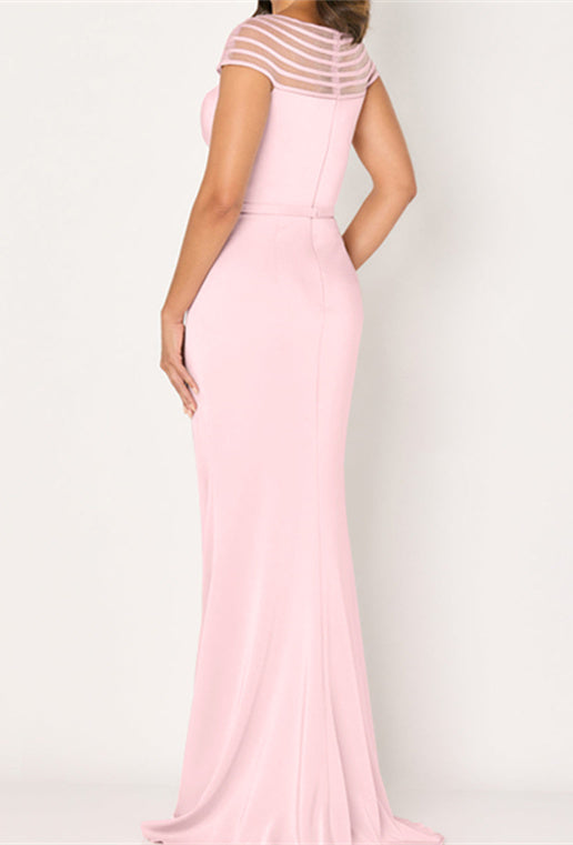 Robe de Mère de la Mariée Asymétrique en Satin de Soie avec Fente Haute et Longueur Au Sol en Forme de Trompette/Sirène