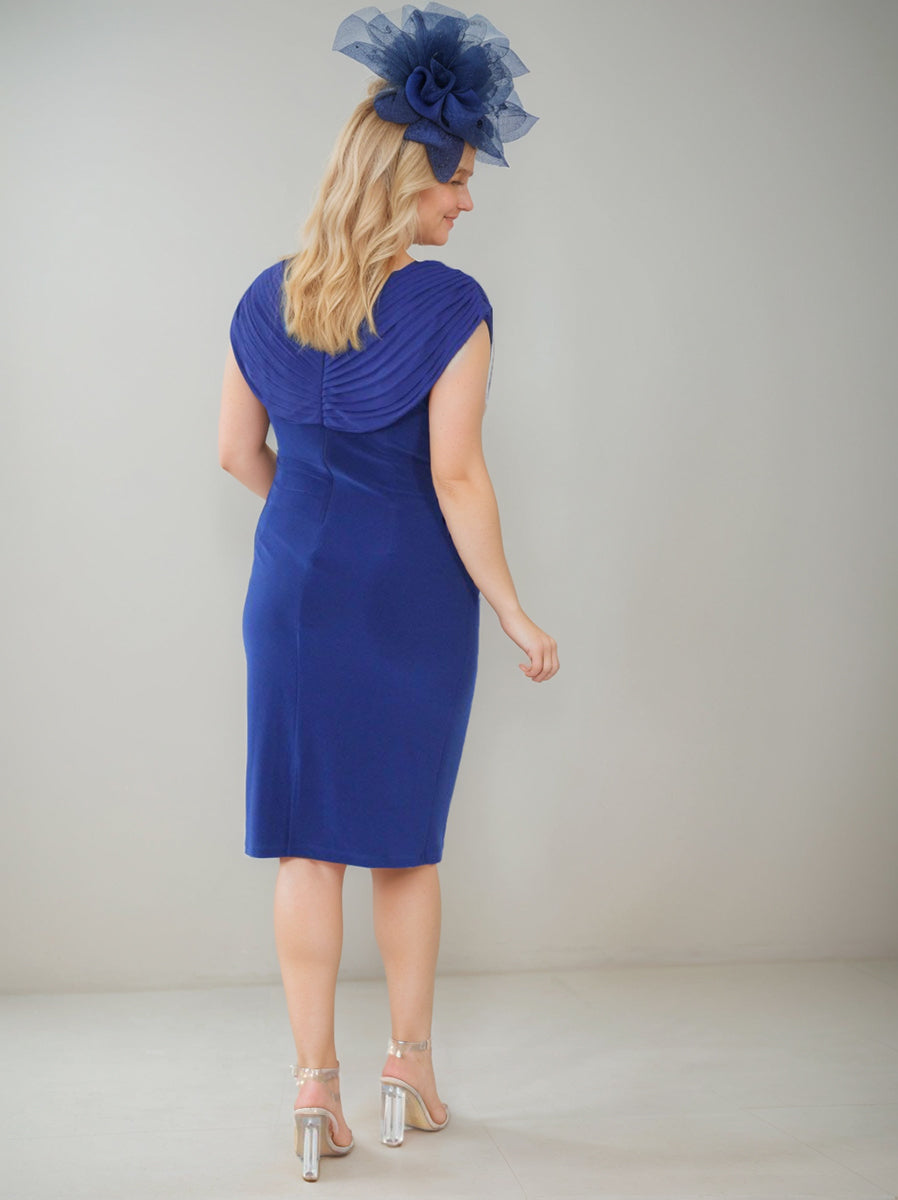 Robe de Mère de la Mariée Grande Taille à Col en V Sans Manches à Fronces et à Col en V avec Strass