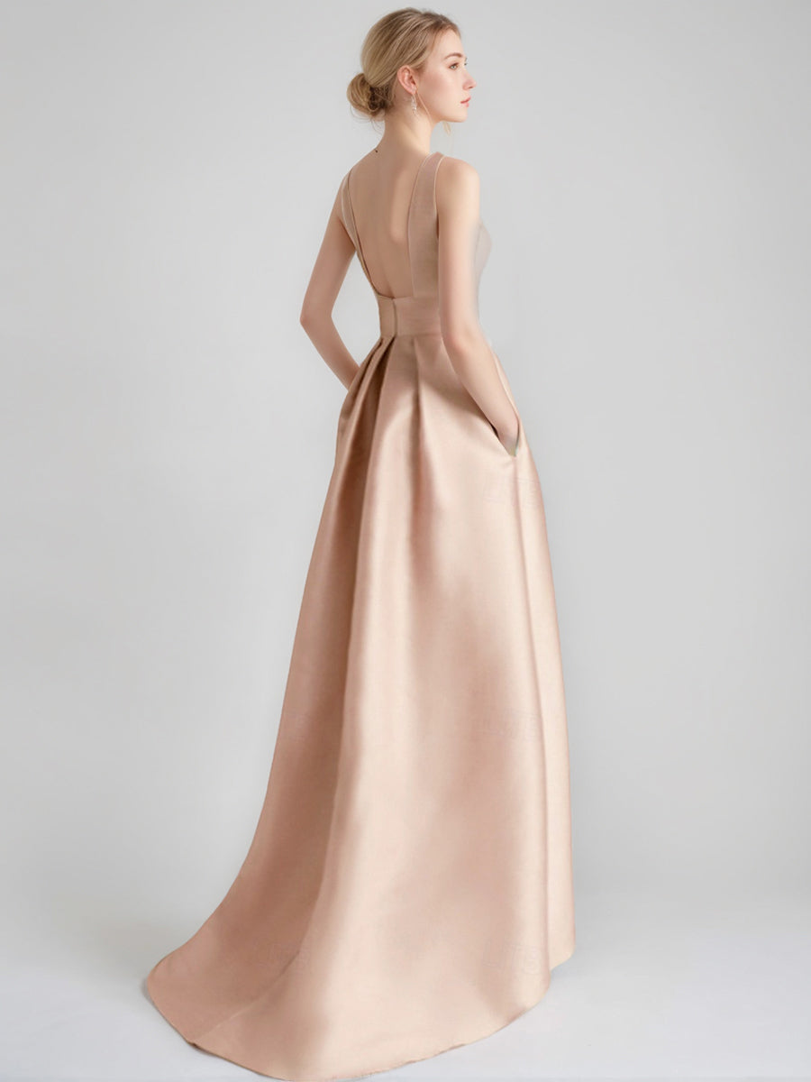 Robes De Mère De La Mariée Et Du Marié Asymétriques Sans Manches, Coupe A-Line/Princesse, Avec Appliqués Et Poche