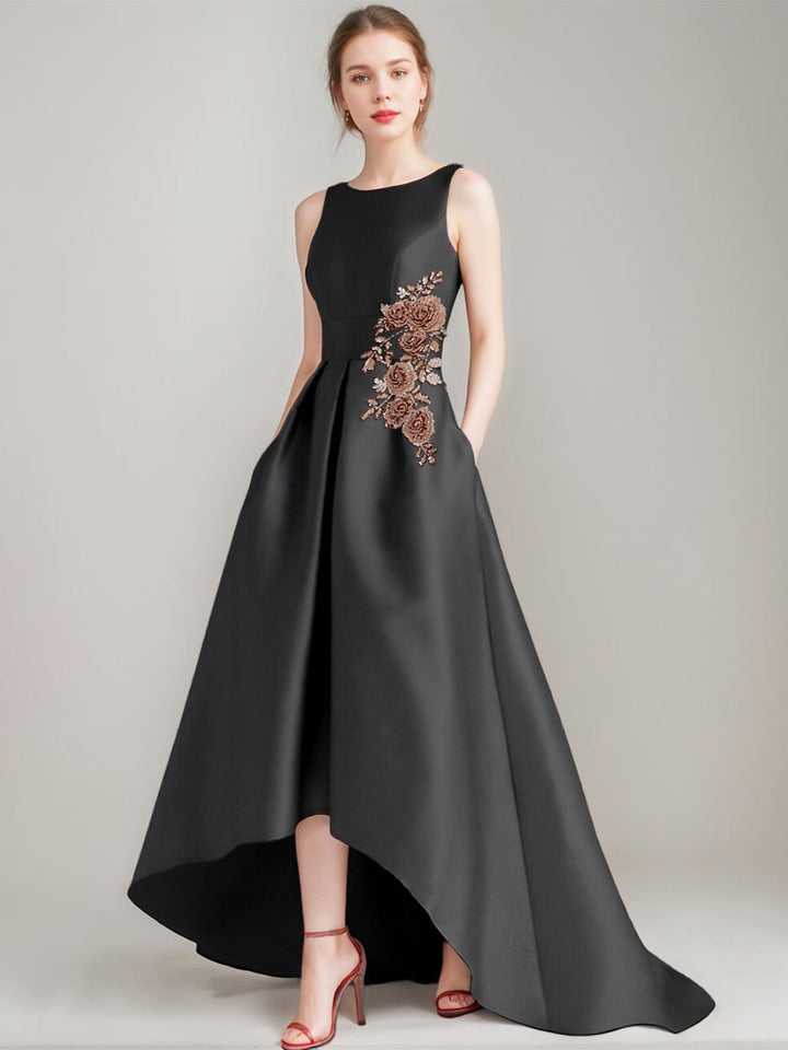 Robes De Mère De La Mariée Et Du Marié Asymétriques Sans Manches, Coupe A-Line/Princesse, Avec Appliqués Et Poche