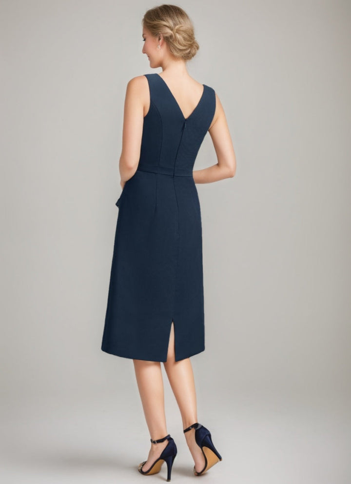 Gaine/Colonne Collier Bijou Longueur de Thé Robes Mère de La Mariée avec Detachable Cape & Froufrous & Beads