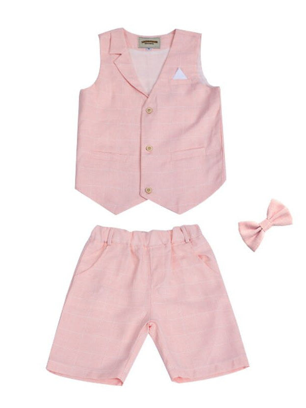 Ensemble de Costume pour Garçon, Gilet et Short, Ensemble de Vêtements 3 Pièces Sans Manches, 4 à 13 Ans, Ensembles de Costumes de Mariage D'Été pour Garçon