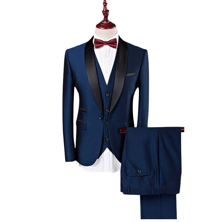 Costumes de Mariage 3 Pièces pour Hommes, Coupe Ajustée, Simple Boutonnage, Couleur Unie, Bordeaux, Blanc, Bleu