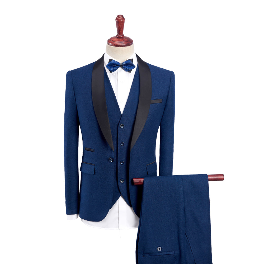 Costumes de Mariage 3 Pièces pour Hommes, Coupe Ajustée, Simple Boutonnage, Couleur Unie, Kaki, Bordeaux, Bleu, Gris, Noir