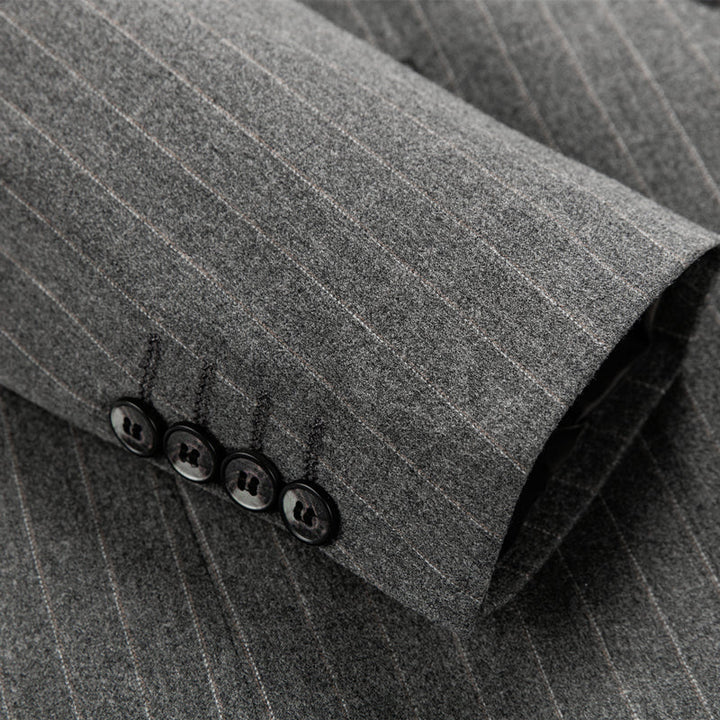 Costumes de Mariage Rayés 3 Pièces à Coupe Ajustée pour Hommes, à Simple Boutonnage et à Deux Boutons