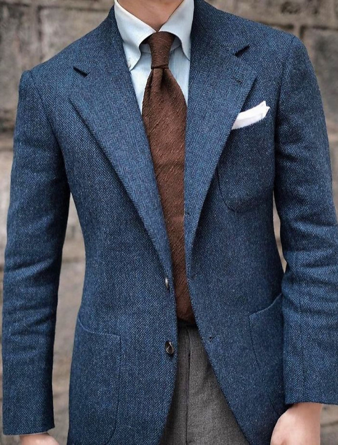 Veste Décontractée en Tweed à Deux Boutons et Coupe Ajustée pour Homme