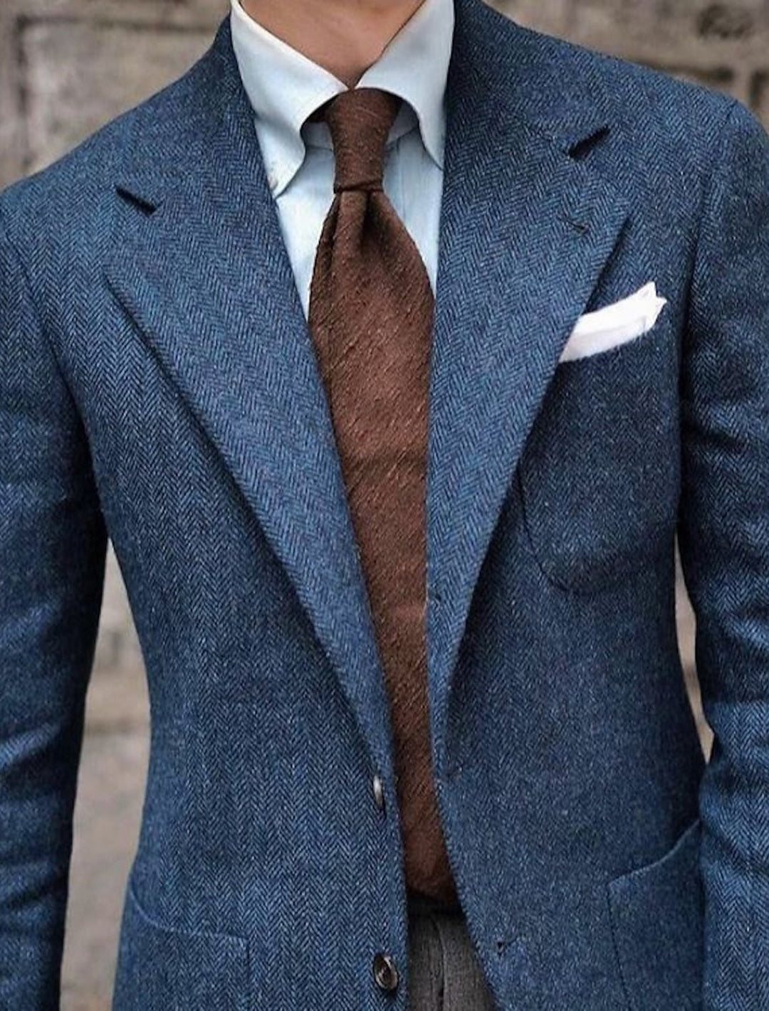 Veste Décontractée en Tweed à Deux Boutons et Coupe Ajustée pour Homme