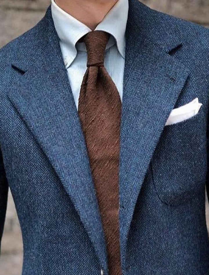 Veste Décontractée en Tweed à Deux Boutons et Coupe Ajustée pour Homme