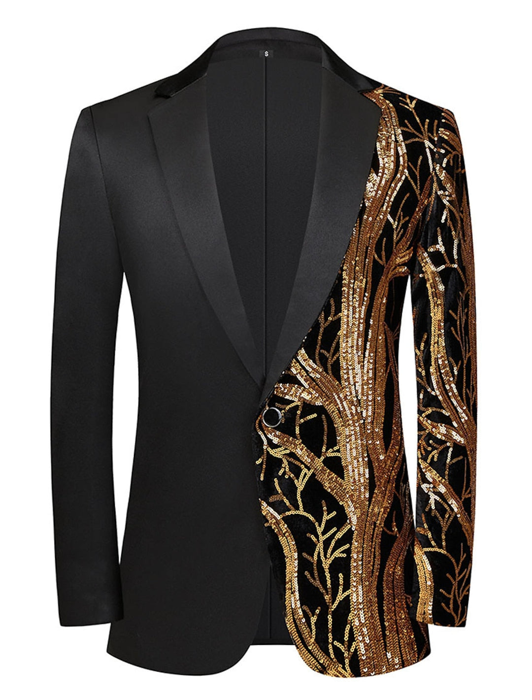 Veste de Soirée à Paillettes à Un Bouton et à Simple Boutonnage pour Homme, Coupe Ajustée et Rouge Doré
