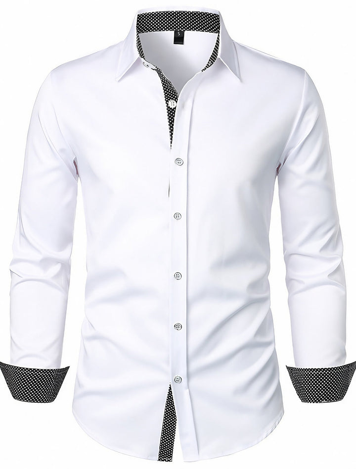 Chemise Classique à Manches Longues pour Homme, Couleur Unie, Blanche, Rouge et Noire