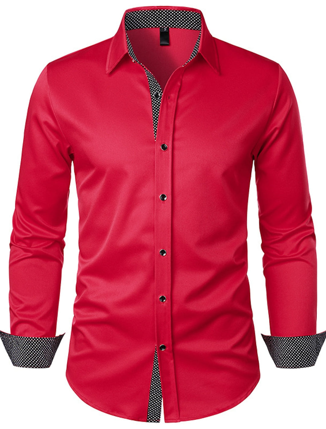 Chemise Classique à Manches Longues pour Homme, Couleur Unie, Blanche, Rouge et Noire
