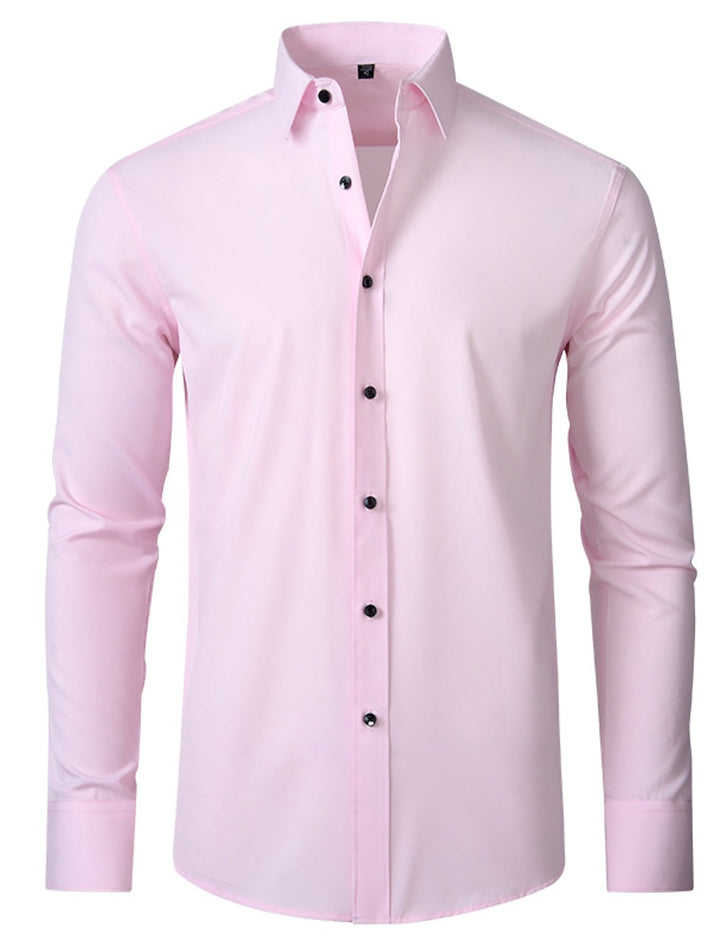 Chemise Classique à Manches Longues pour Homme, Couleur Unie, Blanche, Rouge, Noire, Violette, Rose