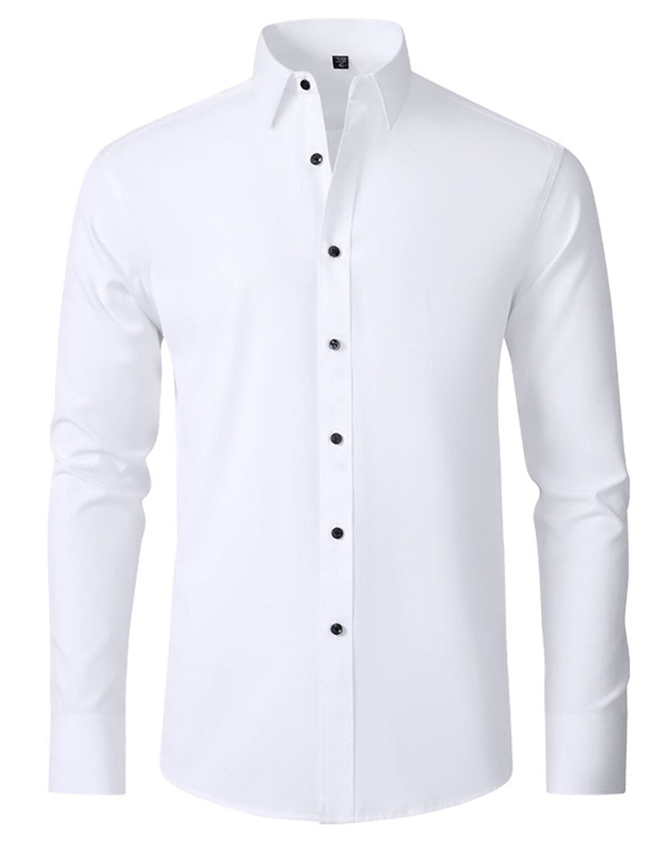 Chemise Classique à Manches Longues pour Homme, Couleur Unie, Blanche, Rouge, Noire, Violette, Rose