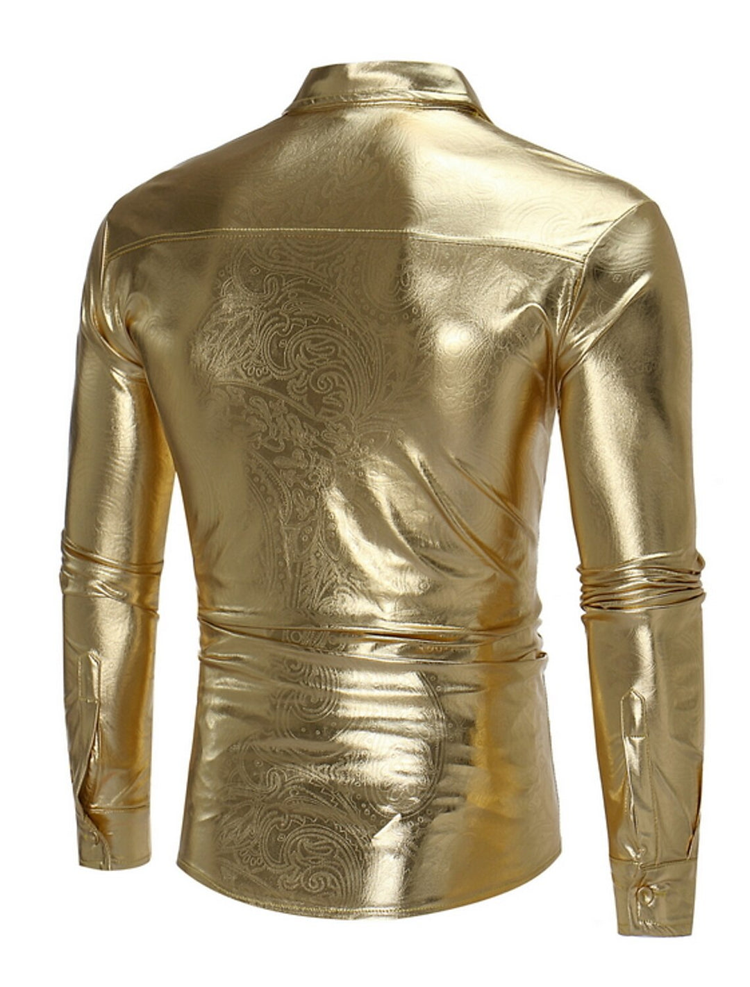 Chemise Imprimée à Manches Longues pour Homme, Couleur Or, Argent et Noir