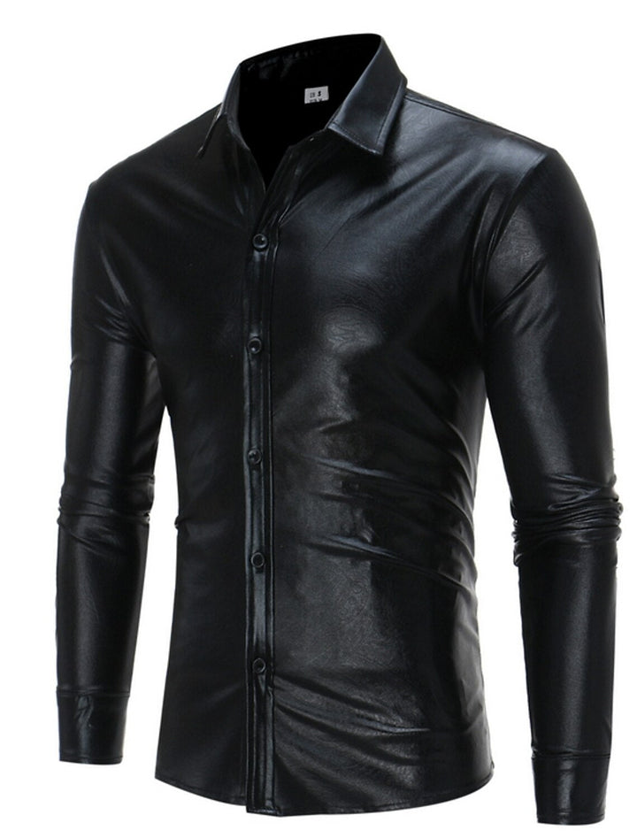 Chemise Imprimée à Manches Longues pour Homme, Couleur Or, Argent et Noir